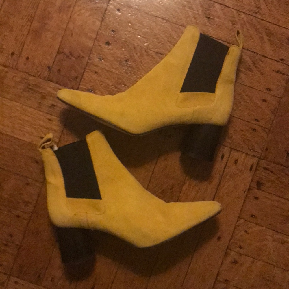 Zara Yellow Suede Boots